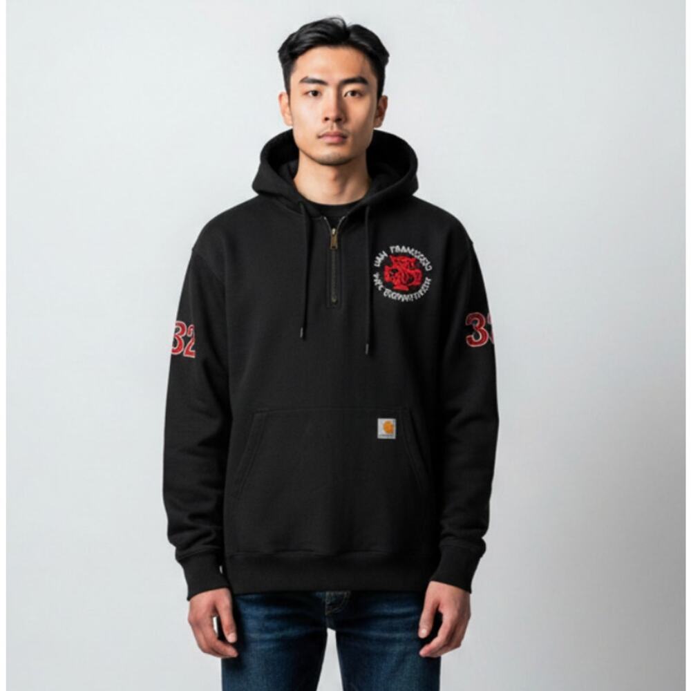 CARHARTT Men's San Francisco Fire Department Paxton 1/4-Zip Sweatshirt Size M